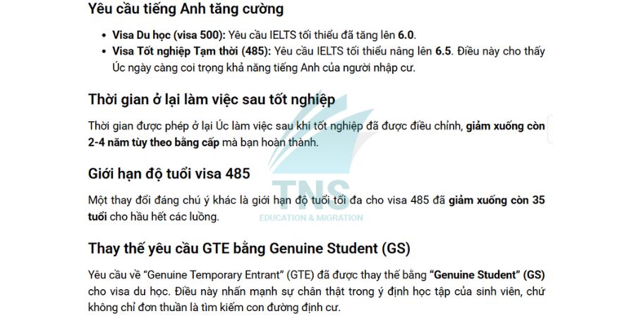 Những yêu cầu định cư mới đối với ngưởi Việt Nam
