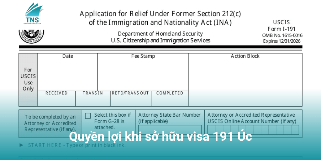 Quyền lợi khi sở hữu visa 191 Úc
