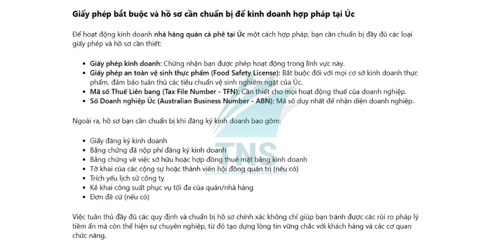 Giấy phép và hồ sơ cần chuẩn bị để kinh doanh hợp pháp tại Úc