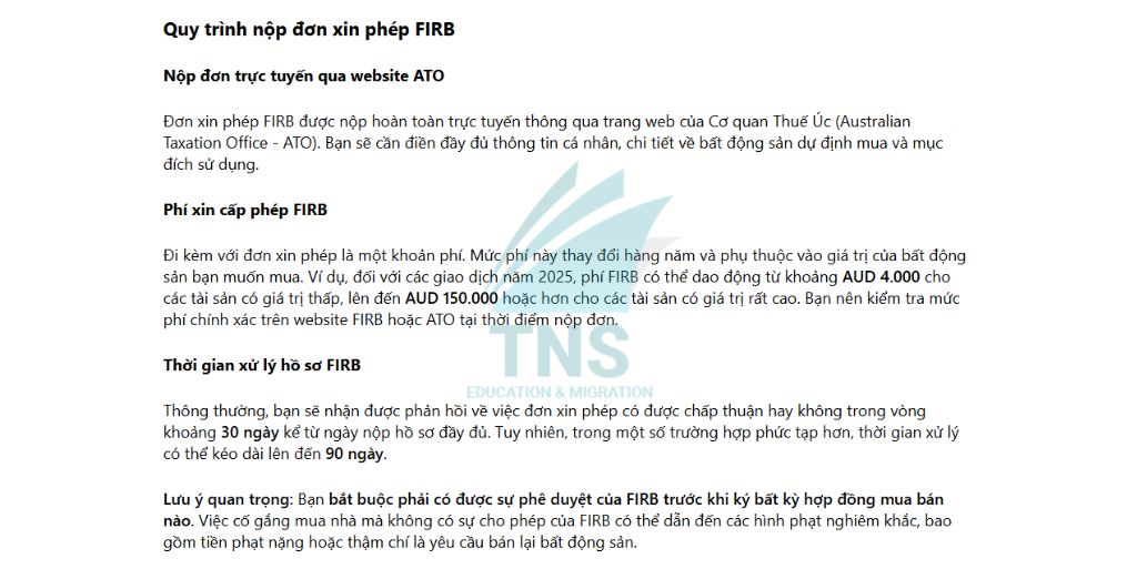 Quy trình nộp đơn xin phép FIRB khi mua nhà ở Úc dành cho người ngước ngoài
