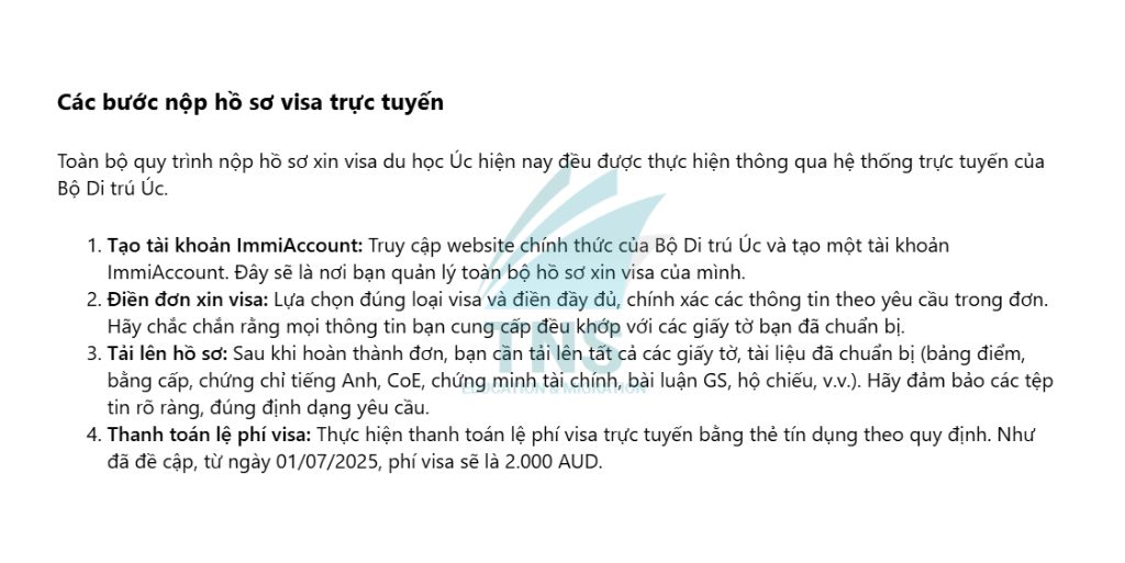 Các bước nộp hồ sơ Visa trực tuyến du học Úc