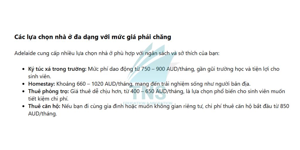 Các lựa chọn nhà ở với mức giá phải chăng tại bang South Australia