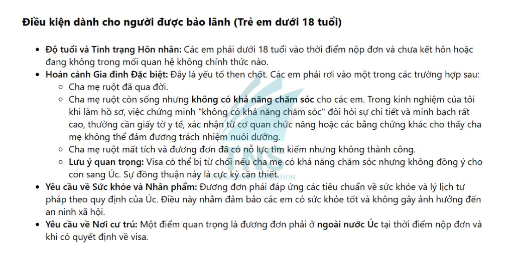 Điều kiện dành cho người được bảo lãnh Visa 117 Úc