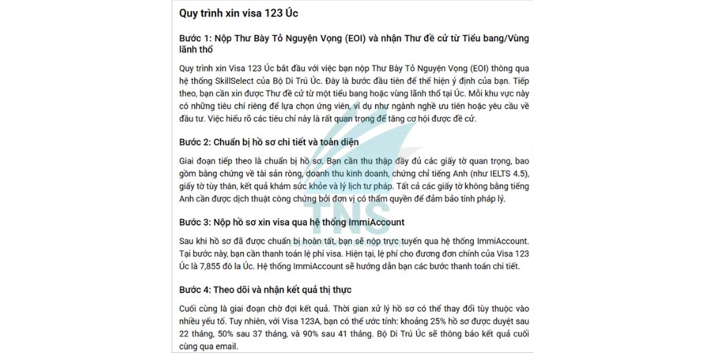 Quy trình xin Visa 123 Úc