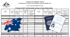Hướng dẫn điền tờ khai chi tiết thân nhân xin visa Úc
