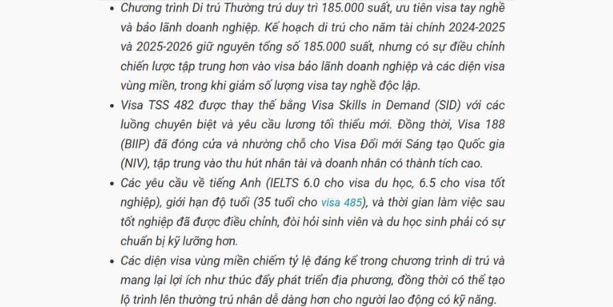 Chính sách định cư Úc cho người Việt Nam