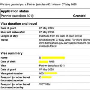 visa 801 úc cho chi Dung