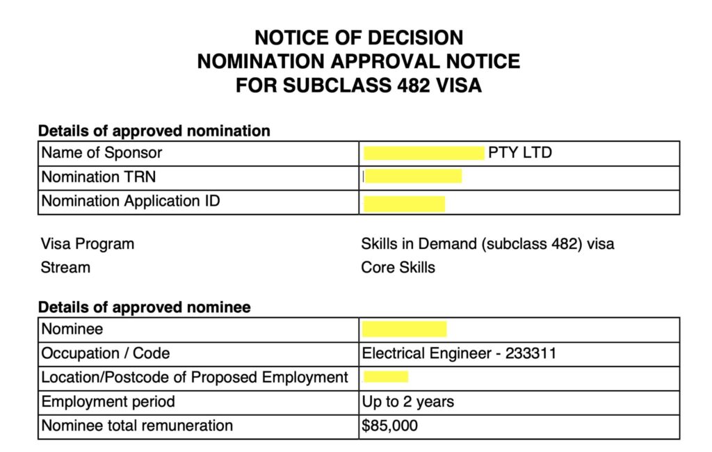 chúc mừng khách hàng của Di Trú TNS được công ty sponsor vị trí xịn sò Electrical Engineer cho visa 482