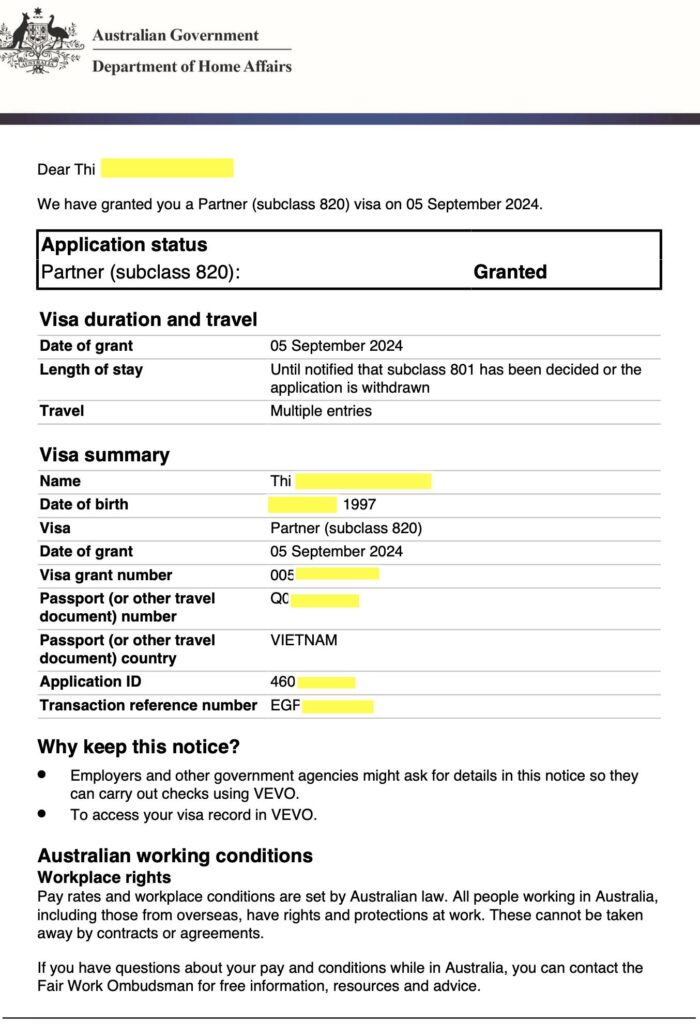 Partner Visa - Visa bảo lãnh vợ chồng vừa được cấp sau 6 thángVới partner visa (820/801) TNS có nhiều hồ sơ có TR sau 6 tháng - 11 tháng vì chuẩn bị hồ sơ kĩ mà không bị đòi hỏi giải trình nhiều. Trường hợp hôm nay vừa nhận visa là 1 case khá phức tạp: ✅Sponsor (người bảo lãnh) đã từng kết hôn & ly hôn ✅Applicant (người được bảo lãnh) đã từng kết hôn & ly hôn ✅Có kèm theo con phụ thuộc từ mối quan hệ trước