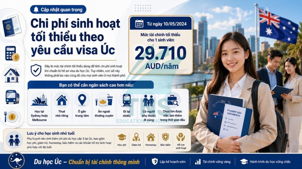 Chi phí sinh hoạt mức tối thiểu theo yêu cầu visa Úc hiện nay